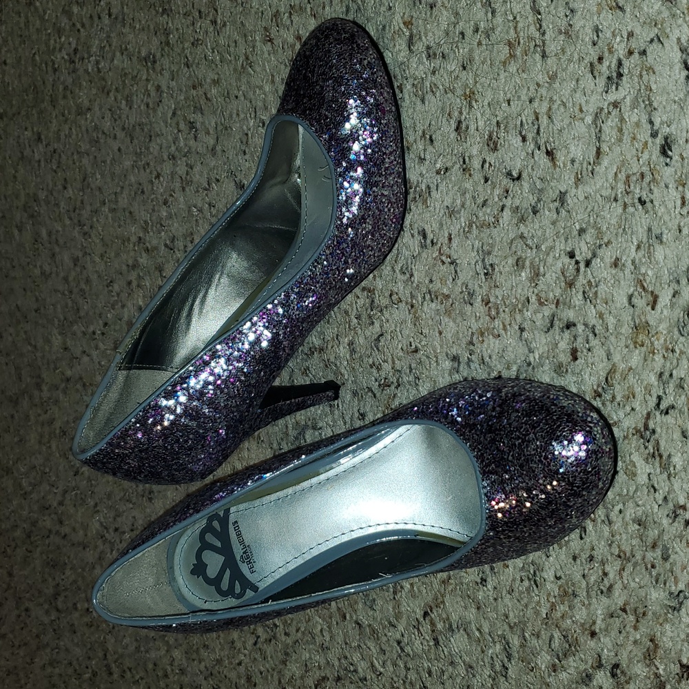 Fergalicious Purple, Blue And Silver Sparkly High Heel Shoes Womens Size 6.5